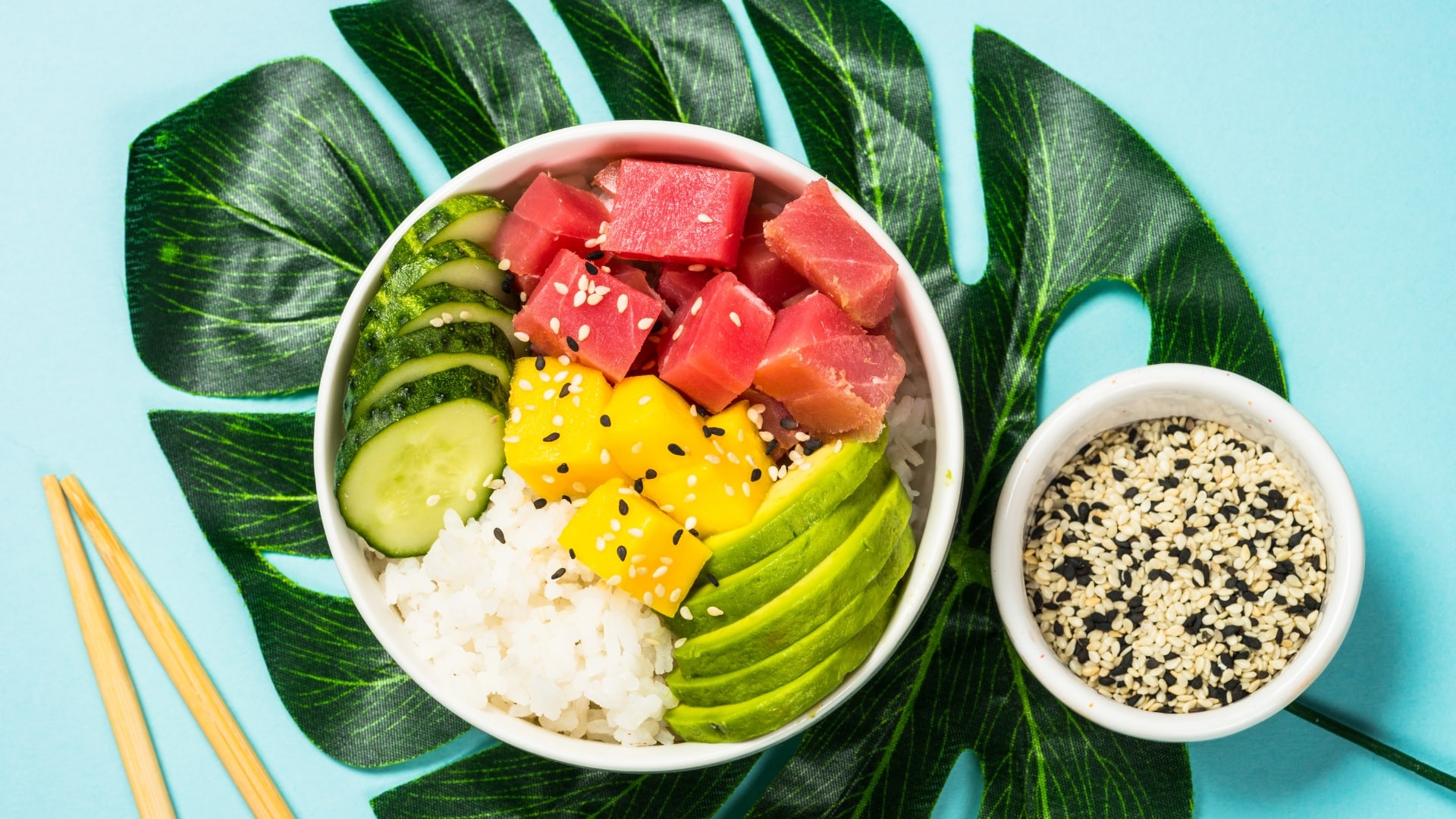 Poke, a classic Hawaiian dish of marinated ahi tuna