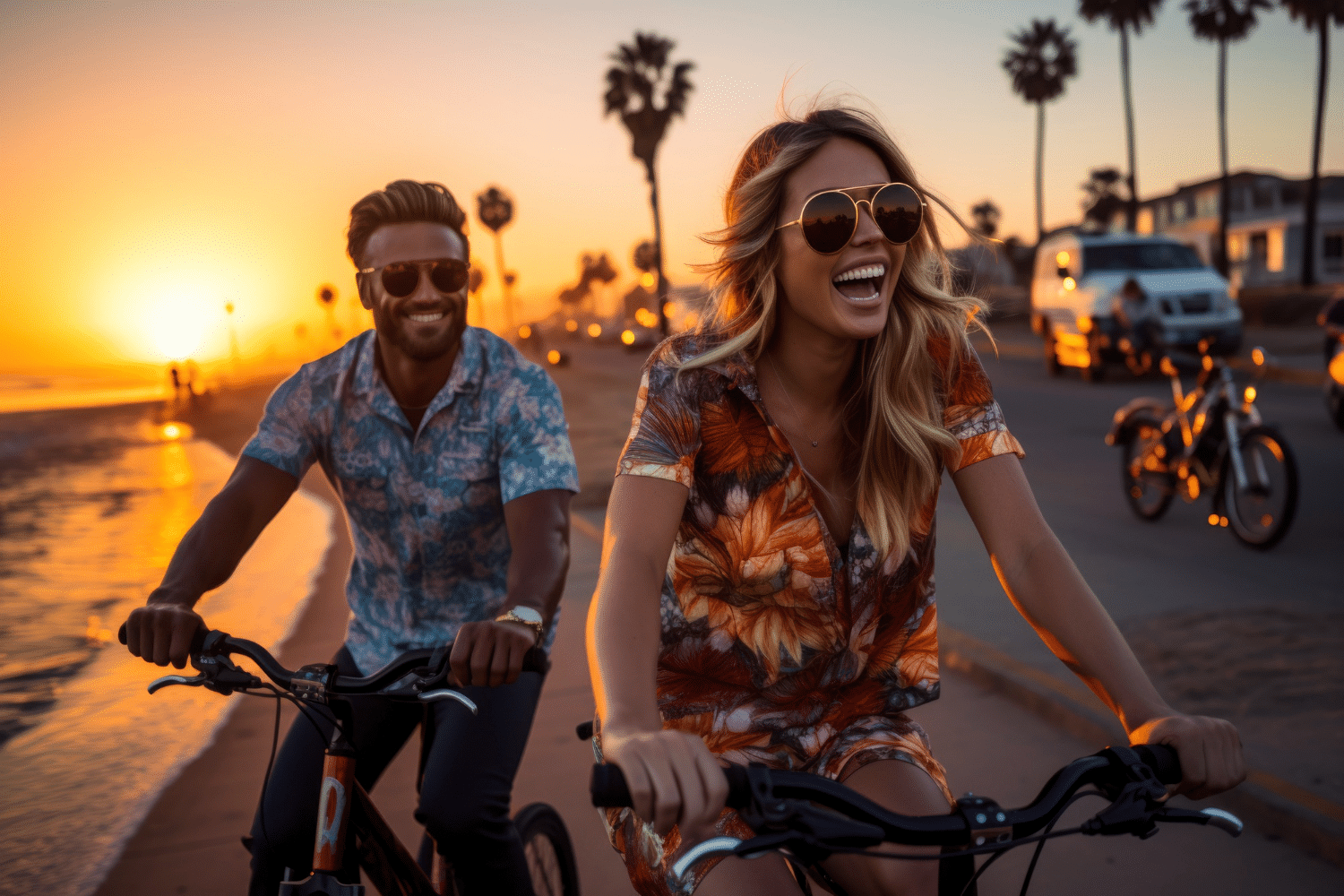 Friends enjoying a sunset outing on Oahu